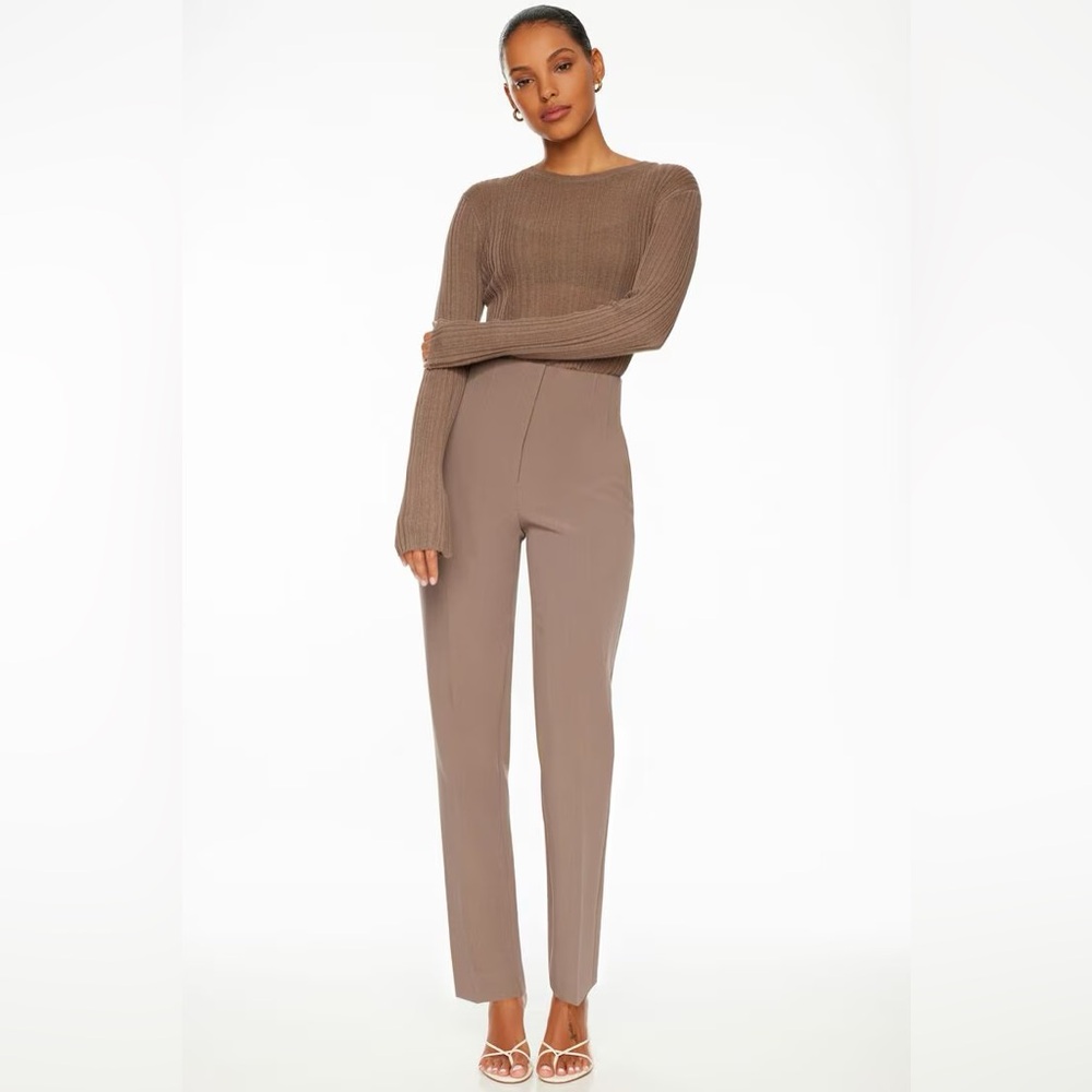 Dynamite Deep Taupe Lina Full Length Slim Pants